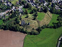 aerial photograph of Clun Castle Shropshire England
                UK