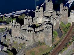 aerial photograph of conwy castle in north
                    wales