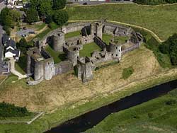 aerial photo of Kidwelly Castle Wales