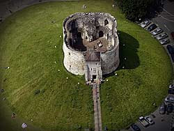 aerial photograph of Cliffords Tower York
                    Castle