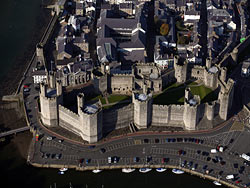 aerial
                  photograph of caernarfon castle in north wales