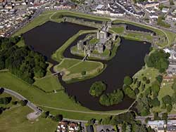 aerial
                    photograph of caerphilly castle in wales