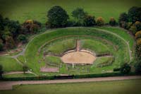 aerial photograph of Roman Amphitheatre in St
                      Albans Hertfordshire England UK