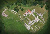 aerial photograph of Castle Acre Priory,
                    Norfolk England UK