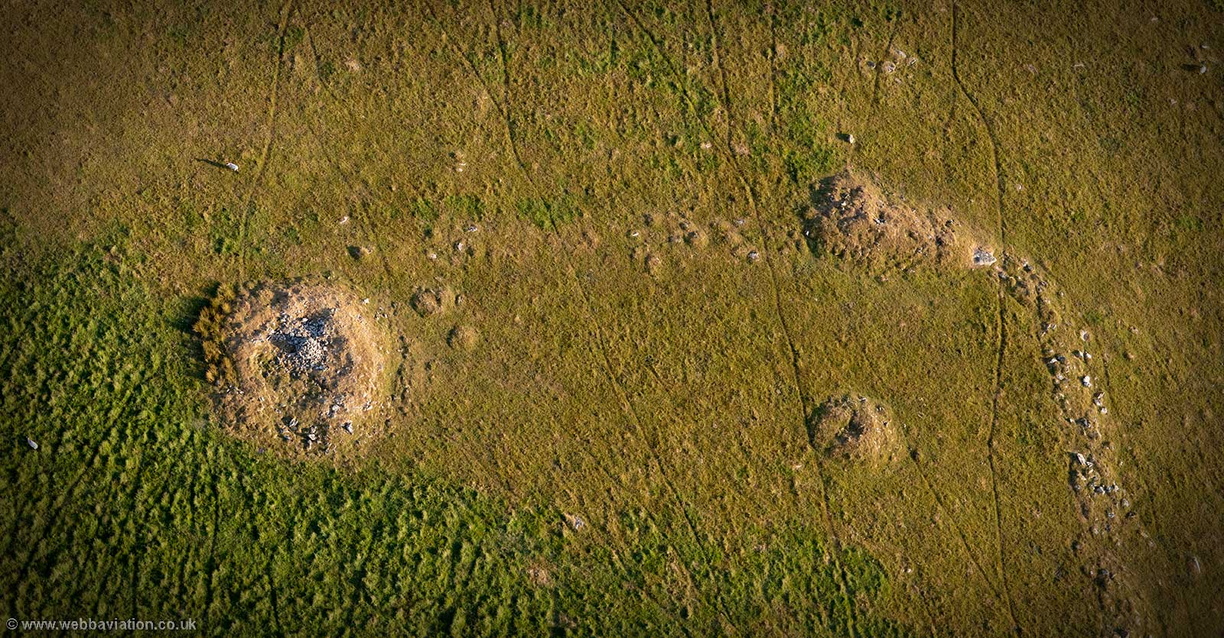 prehistoric settlement north west of  Little Rough Tor Bodmin Moor Cornwall  from the air