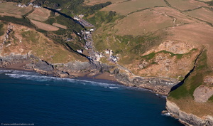 Trebarwith Strand Cornwall from the air