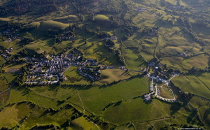 Hawkshead Hall Campsite and Hawkshead in the Lake District from the air