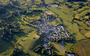 Hawkshead in the Lake District from the air
