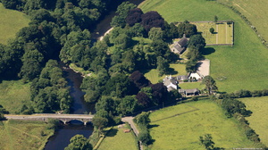 Isel Bridge on the River Derwent Cumbria from the air
