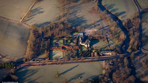 Levens Hall Cumbria winter aerial photograph  