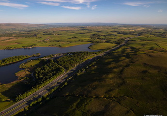 M6 Motorway at Killington Lake Services Cumbria from the air