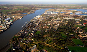 Medway fortifications Chatham from the air