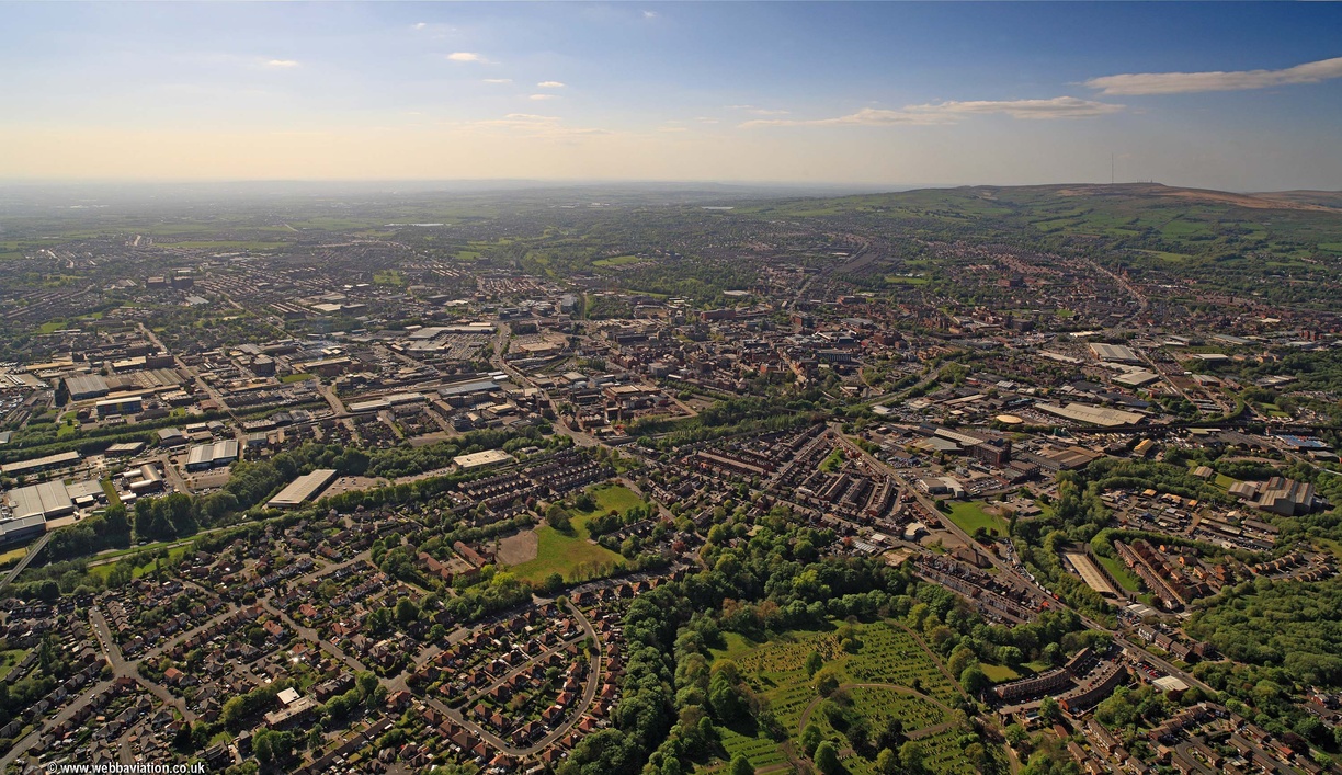 Springfield,  Bolton BL3 panorama from the air