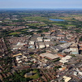 Bury Lancs town centre from the air 