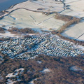 Silverdale Caravan Park in the snow, Lancashire  from the air