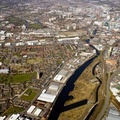 Ordsall Lane Salford showing the area around the River Irwell and Pomana Island from the air