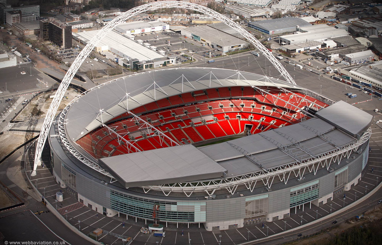 Wembley Stadium London from the air aerial photographs of Great