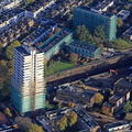 renovation of Lamble Street Estate & Bacton Tower  Camden London  from the air