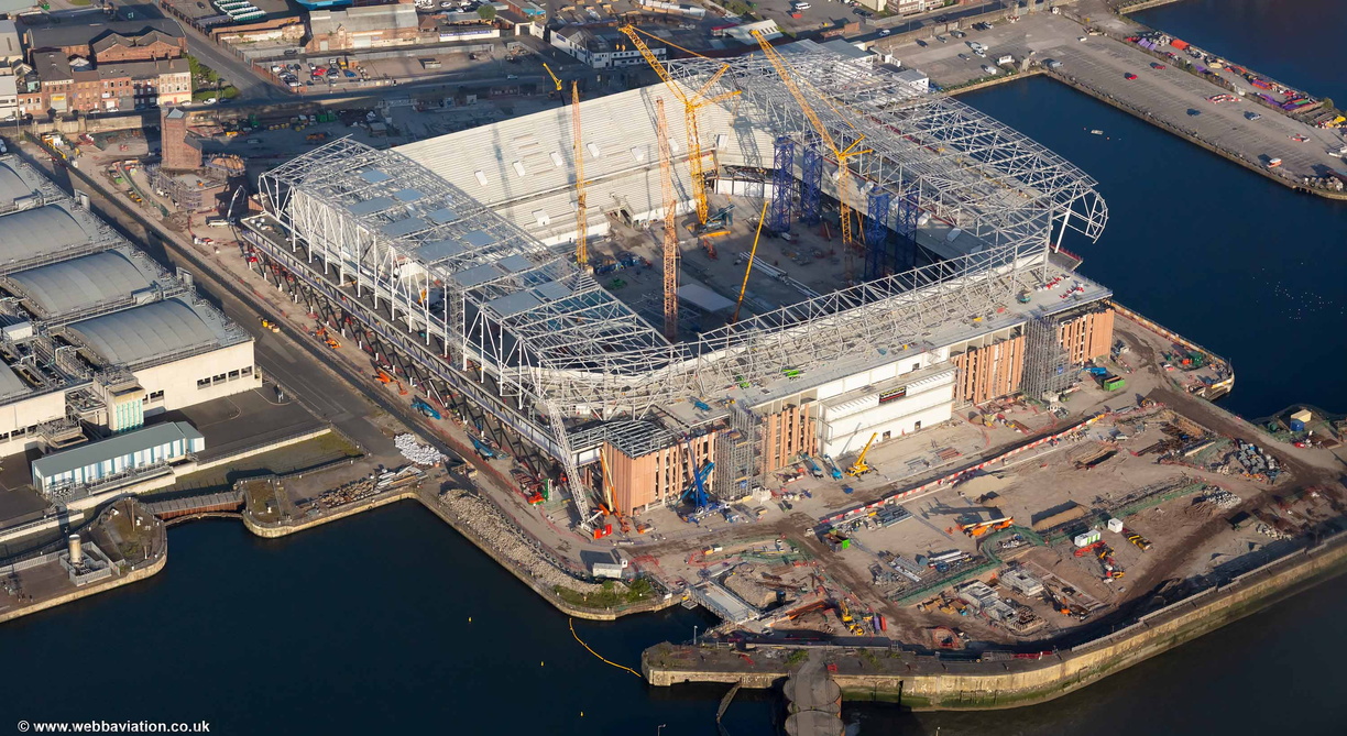  new Everton Stadium aka Bramley Moore Dock Stadiumk, Liverpool from the air