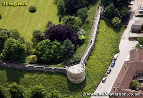 the city walls York  Yorkshire England UK aerial photograph