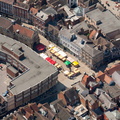 aerial photo of the Square and the Grader I listed Old Market HallShrewsbury town centre  