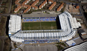St Andrew's football stadium Birmingham, home of Birmingham City Football Club from the air