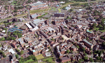old aerial photograph of Dudley town centre taken in 2004