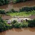 Holt Lock, Holt Fleet  during the great River Severn floods of 2007 from the air