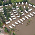 flooded Holt Fleet Caravan site  during the great River Severn floods of 2007 from the air