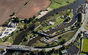 boat moorings along the River Weaver at  Acton Bridge Cheshire from the air