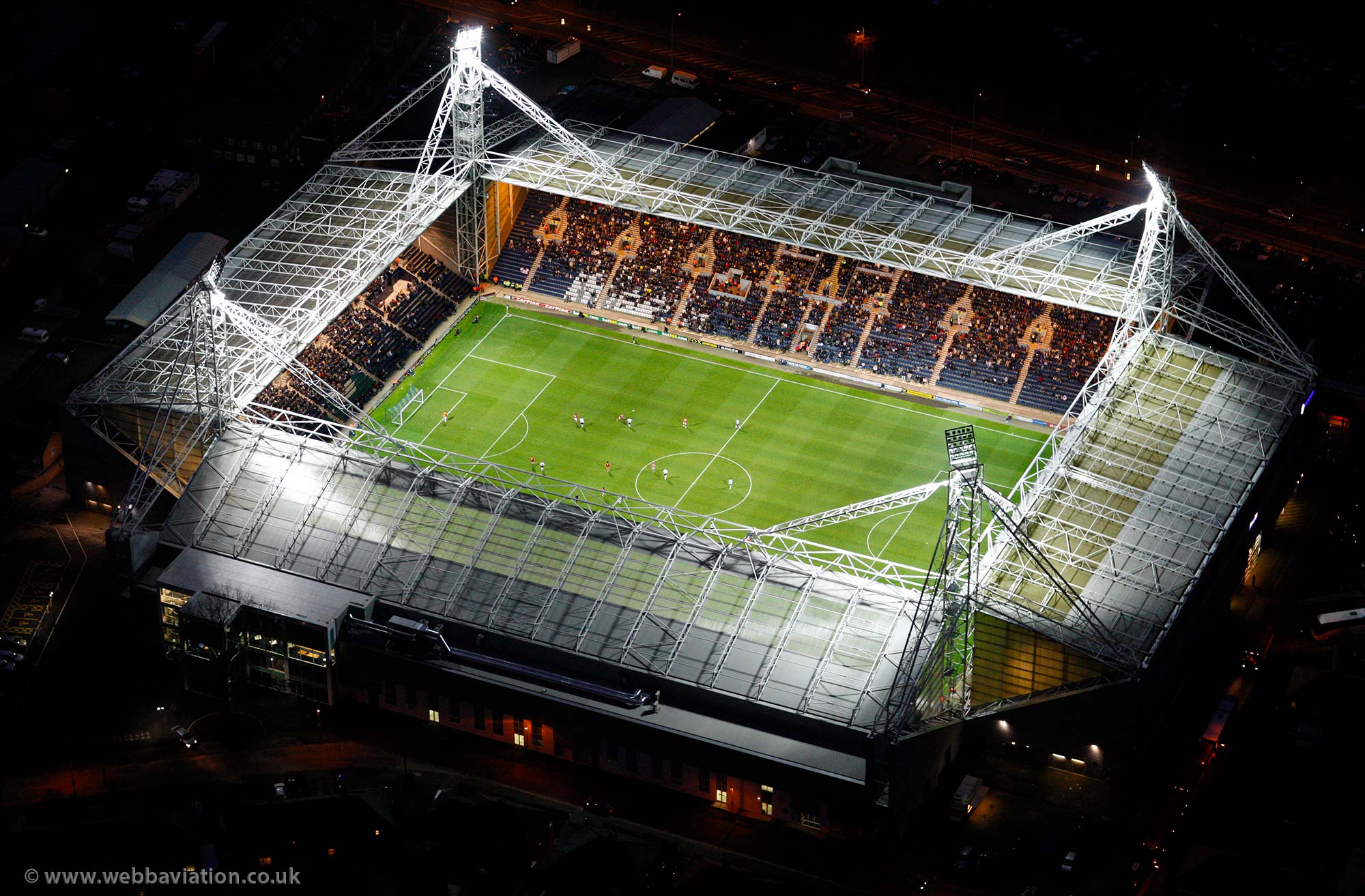 Preston North End Stadium Bpreston Lancashire At Night Aerial