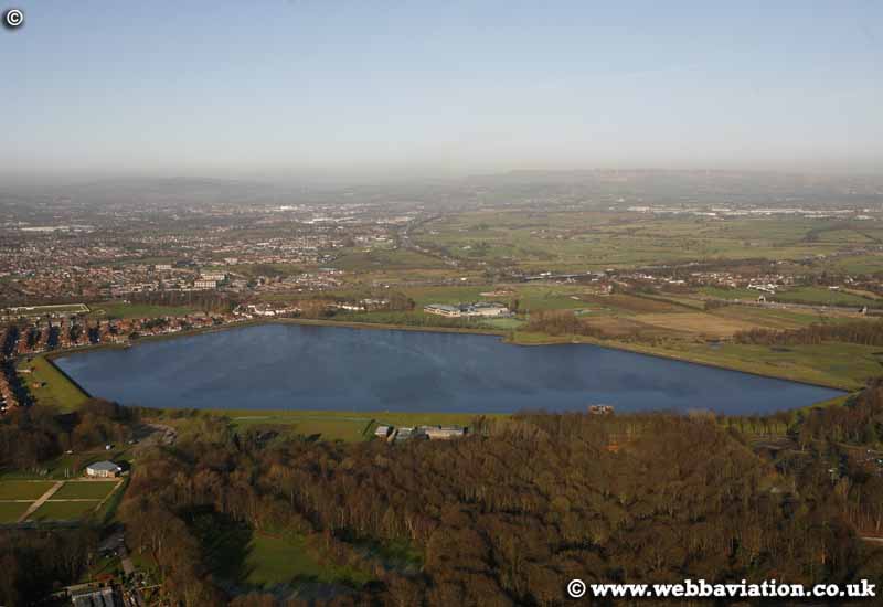 Heaton Park Reservoir  Prestwich Lancashire  aerial photograph